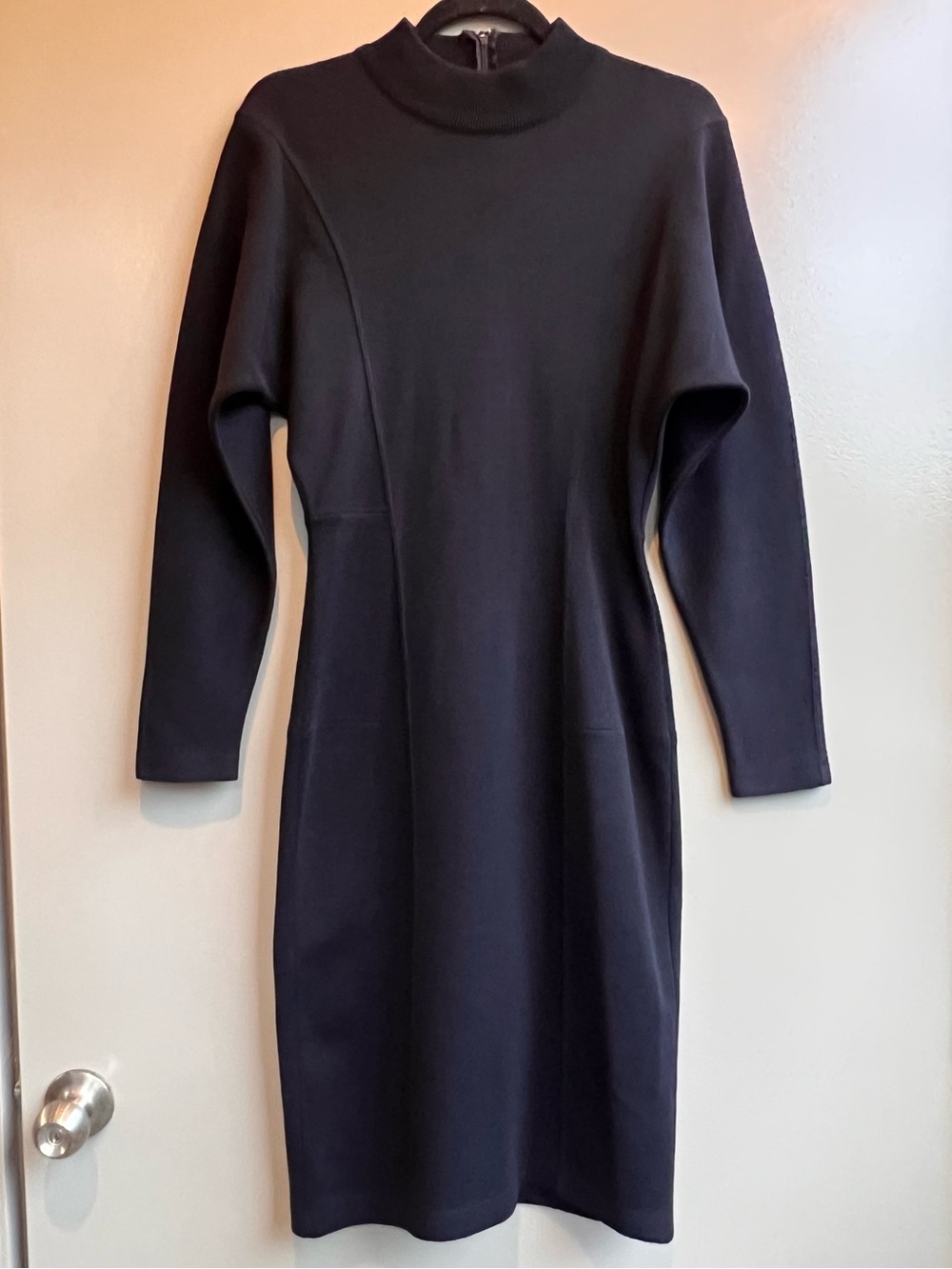 Outlander Black Size S Minimalist Knit Dress Office Bodycon Midi Quiet Luxury - Picture 2 of 15